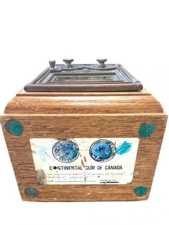 Vintage Post Office Lockbox Coin Bank Wood & Brass Keyless Lock Continental Gum - Picture 8 of 8